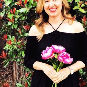 Off the Shoulder Halter Blouse - Black